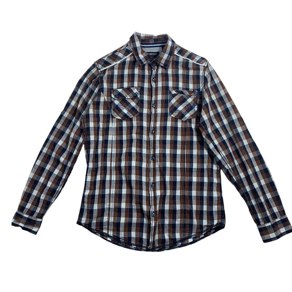 PROJEK RAW long sleeve cotton plaid shirt size medium